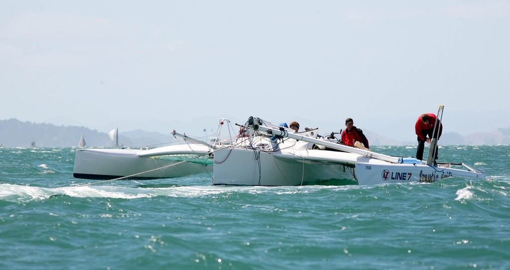 Frantic Drift pictured just after her capsize  on Day 1 of the BMW Regatta © Ivor Wilkins/Offshore Images http://www.offshoreimages.com/