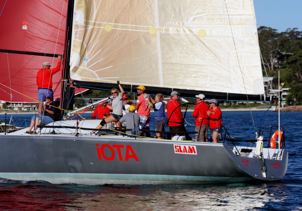 iota crew at the finish. Commodore's Cup day 3 Sail Port Stephens 2011  
 photo copyright Sail Port Stephens Event Media taken at  and featuring the  class