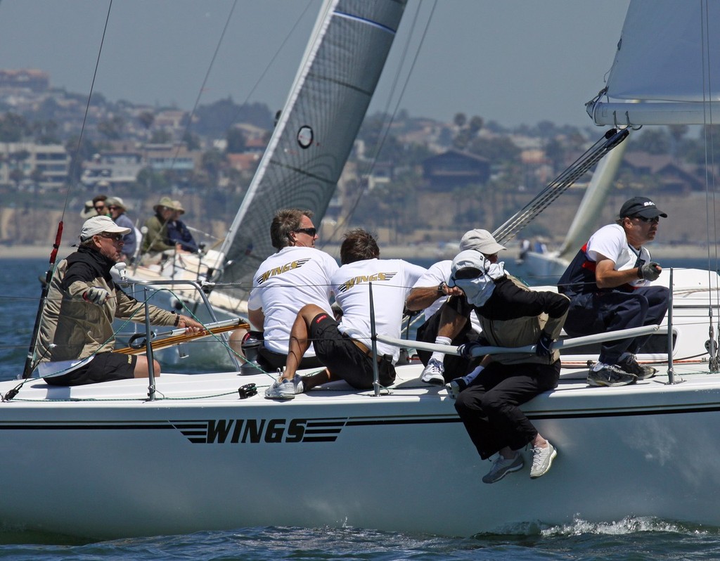 Dennis Case (at helm) and his Wings team sailed to a second-place finish in the 2010 J/105 SoCal Championship. &copy; Rick Roberts 