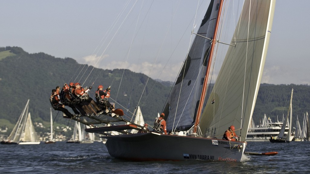 RUNDUM 2010 June 6 Regatta starting in Lindau lake Constance, race course around the lake and back to Lindau, winner 2010 is the multihull M2 from Stefan Stäheli © Juerg Kaufmann go4image.com http://www.go4image.com