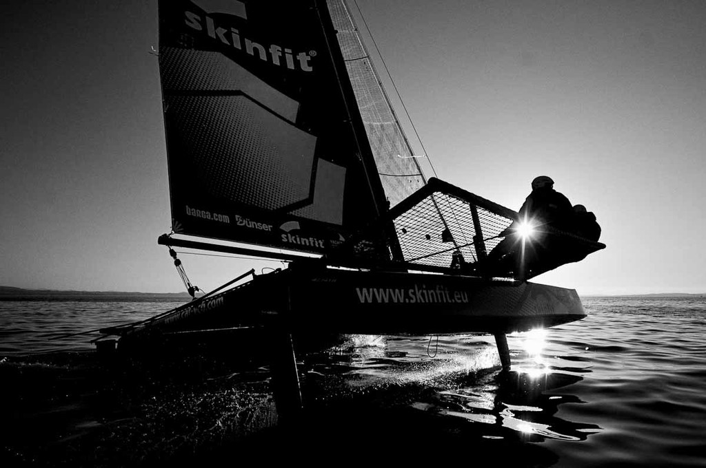 RUNDUM 2010 June 6 Regatta starting in Lindau lake Constance, race course around the lake and back to Lindau, winner 2010 is the multihull M2 from Stefan Stäheli © Juerg Kaufmann go4image.com http://www.go4image.com