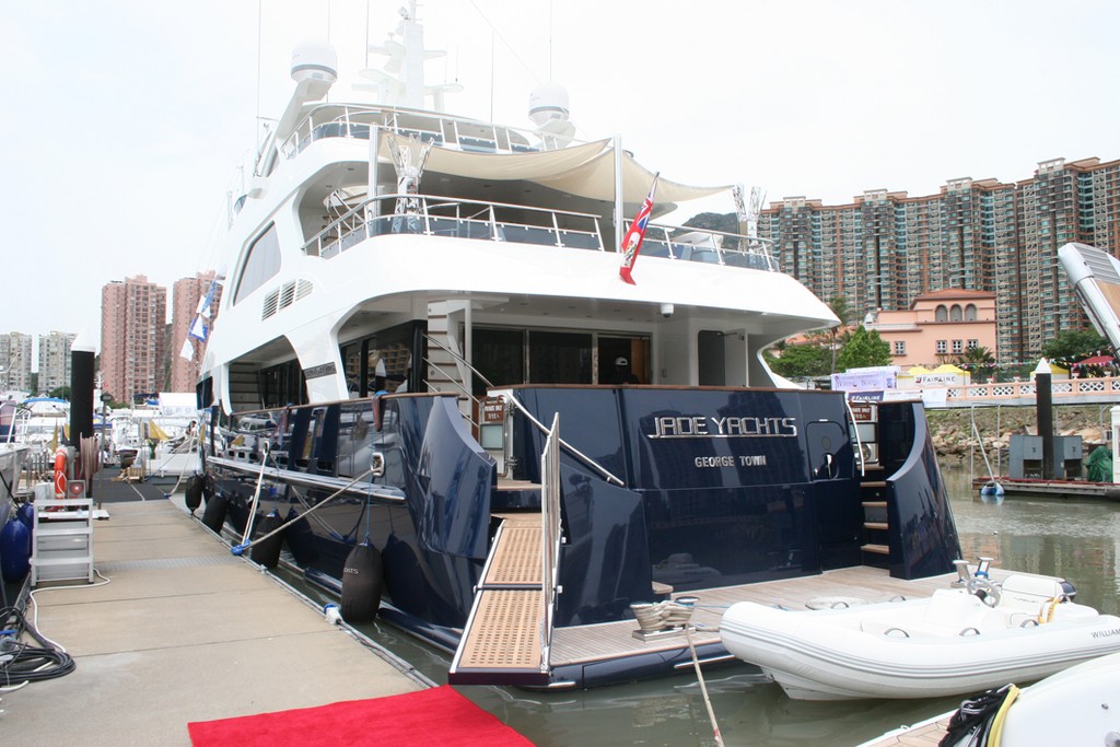 The Jade Yachts 95 Explorer is the show highlight. photo copyright Jeni Bone taken at  and featuring the  class