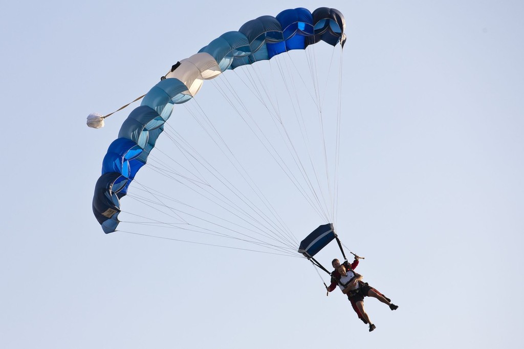 21/11/2010 - Dubai (UAE) - Dubai Louis Vuitton Trophy - Day off - James Spithill and Peter Lester go paragliding***21/11/2010 - Dubai (UAE) - Dubai Louis Vuitton Trophy -  - Day off - James Spithill and Peter Lester go paragliding photo copyright Sky Dive Dubai http://www.skydivedubai.ae/ taken at  and featuring the  class