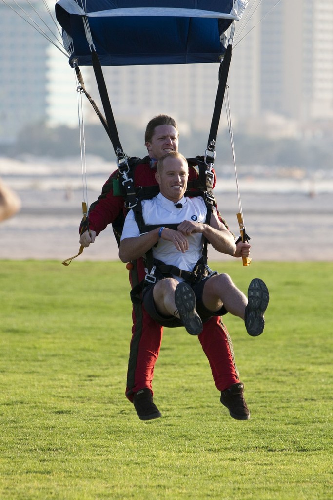 21/11/2010 - Dubai (UAE) - Dubai Louis Vuitton Trophy - Day off - James Spithill and Peter Lester go paragliding***21/11/2010 - Dubai (UAE) - Dubai Louis Vuitton Trophy -  - Day off - James Spithill and Peter Lester go paragliding photo copyright Sky Dive Dubai http://www.skydivedubai.ae/ taken at  and featuring the  class