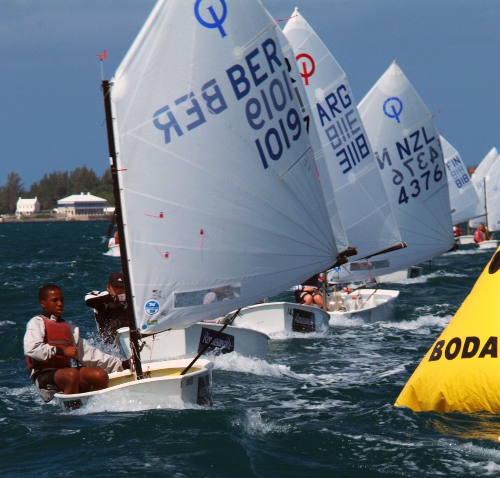Thursday action in Race 2 of the Renaissance Reinsurance Junior Gold Cup sailed in conjunction with the Argo Group Gold Cup, Royal Bermuda Yacht Club.©Talbot Wilso - Bermuda’s RenRe Junior Gold Cup photo copyright Talbot Wilson taken at  and featuring the  class