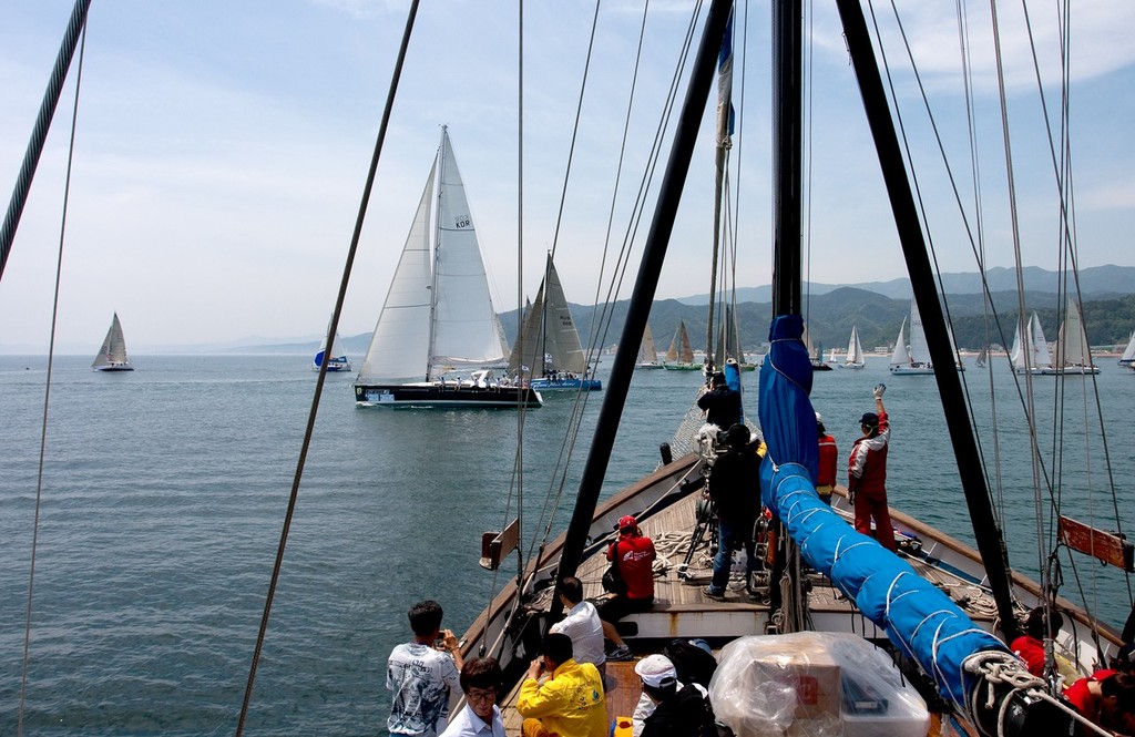 Climbing out of the start line hole - Korea Cup International Yacht Race 2010 © Guy Nowell http://www.guynowell.com