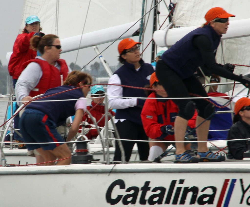 Suzanne Spangler (at helm) and the team from Newport Harbor Yacht Club sailed fast but came up a bit short taking second place overall in the 2010 Linda Elias Memorial Women’s One-Design Challenge. © Rick Roberts 