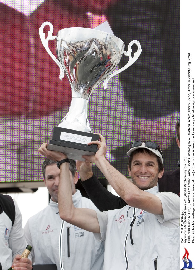 Mathieu Richard (FRA) French Match Racing Team celebrates his win at Match Race France photo copyright ACEA - Photo Gilles Martin-Raget http://photo.americascup.com/ taken at  and featuring the  class