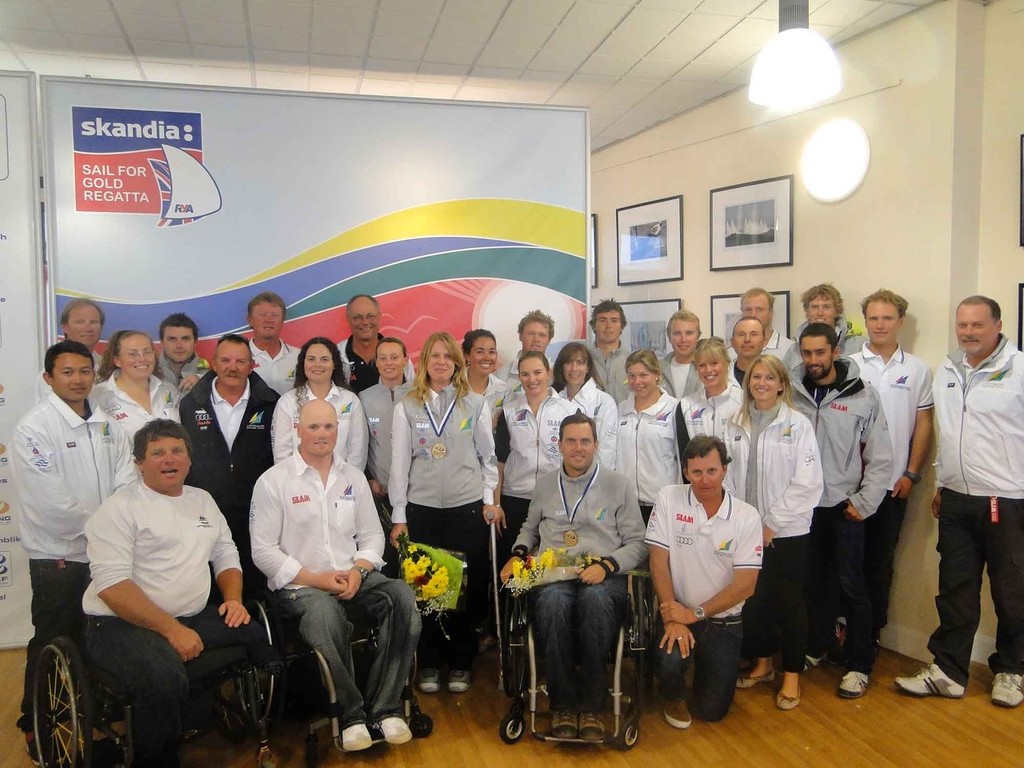 Members of the Australian team with Daniel Fitzgibbon and Rachael Cox - Craig Heydon - Skandia Sail for Gold Regatta photo copyright Craig Heydon taken at  and featuring the  class