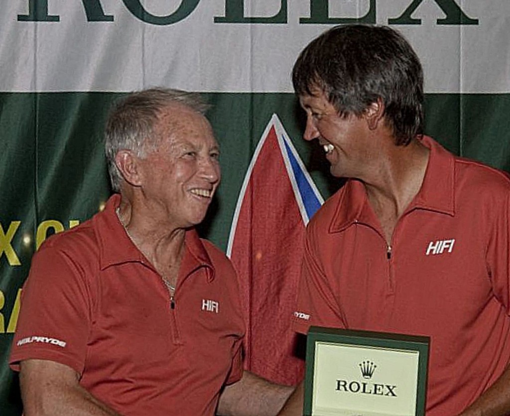 Neil Pryde presents the Rolex Yacht-Master for IRC Overall to Kevin Costen (HI FI Boat Captain) photo copyright  Rolex/Daniel Forster http://www.regattanews.com taken at  and featuring the  class