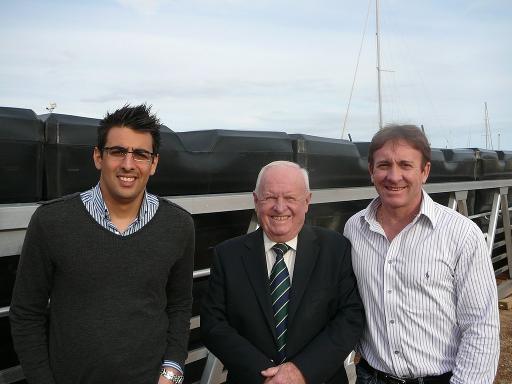 L to R: Michael Macolina, Marina Manager Crown, Ian McAndrew, Walcon Marine Australia, Sam Sgherza, MD, Sam Sgherza Group. photo copyright Walcon Marine taken at  and featuring the  class