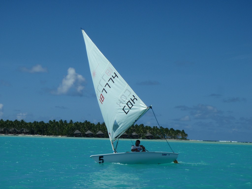 Cook Island Olympic Laser Sailing Squad member, Taua Elise training in Aitutaki  © Oceania Sailing Federation