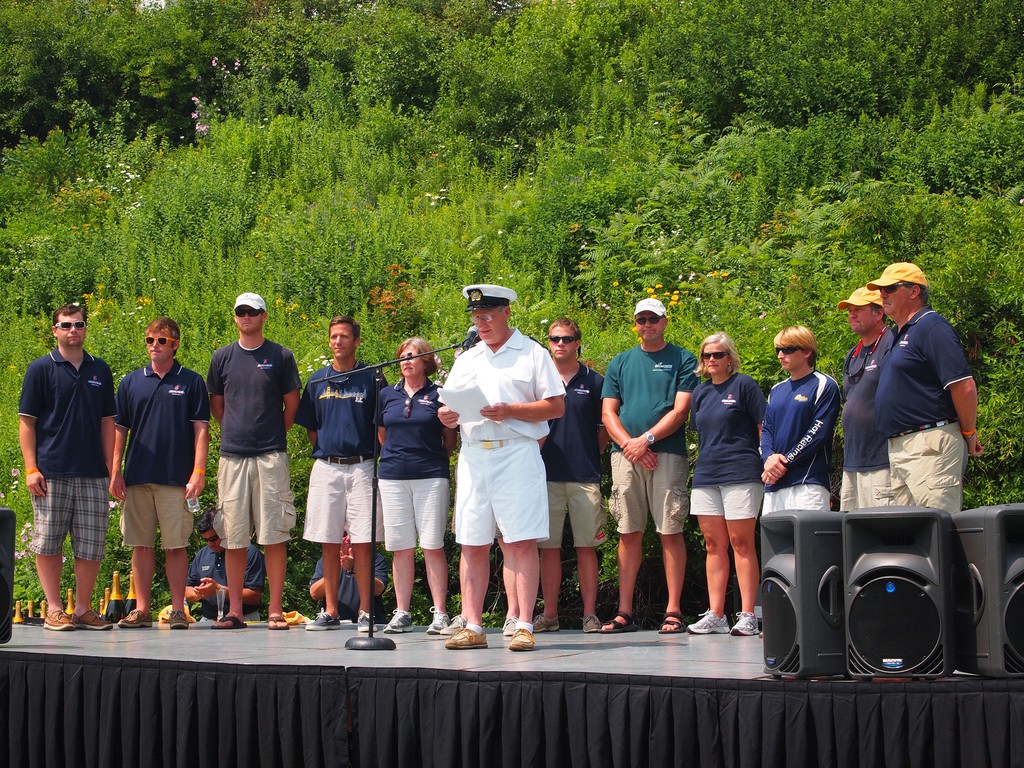 Joseph S. Haas, Commodore, Chicago Yacht Club, commending crew of Sociable for its heroic efforts in the rescue of crew members from WingNuts   © Event Media