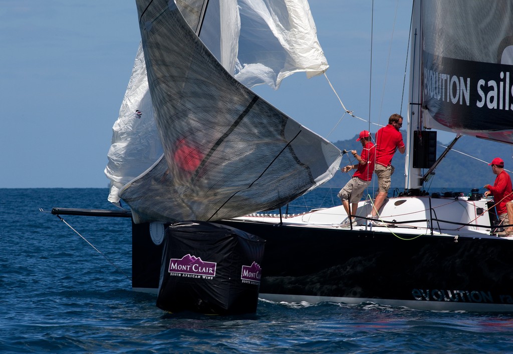 Foredeck action at the sponsor’s mark. Evolution Racing. Phuket King’s Cup 2010. © Guy Nowell http://www.guynowell.com