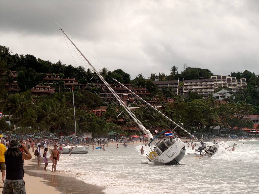 Beached boats at Kata. Phuket King’s Cup 2010. &copy; Guy Nowell http://www.guynowell.com