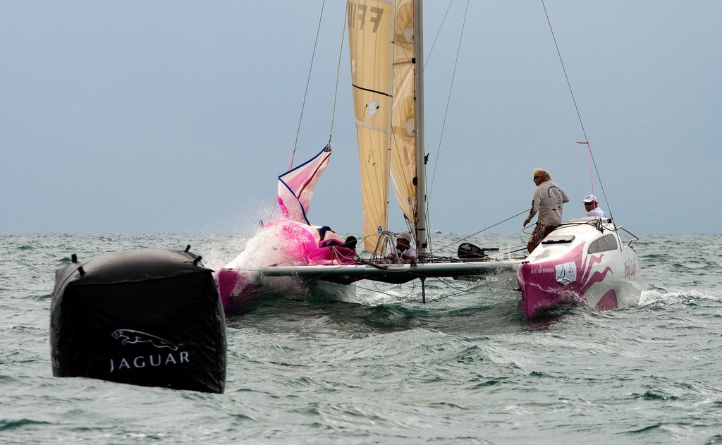 Six Senses Phuket Raceweek 2010 - Pink Lady taking water over the deck. © Guy Nowell http://www.guynowell.com