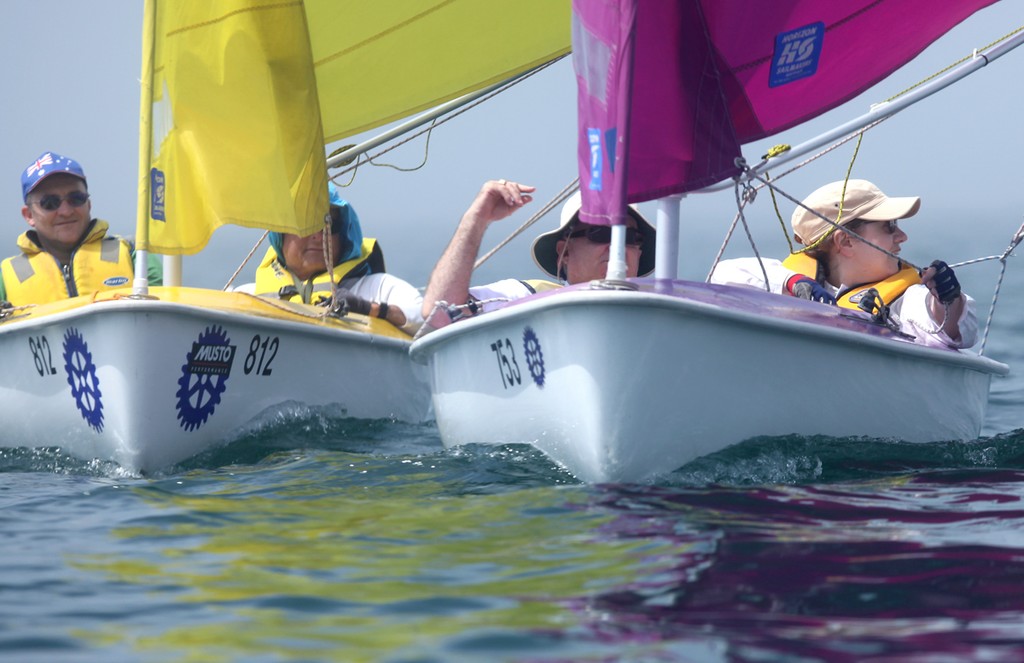 Paul and Helene beat Andy and Rob by a whisker - Manly Sailability Australia Day Regatta photo copyright Crosbie Lorimer http://www.crosbielorimer.com taken at  and featuring the  class