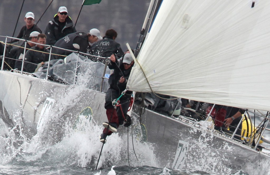 The Ran bowman signals from the bowsprit - Rolex Sydney Hobart Yacht Race 2010 photo copyright Crosbie Lorimer http://www.crosbielorimer.com taken at  and featuring the  class