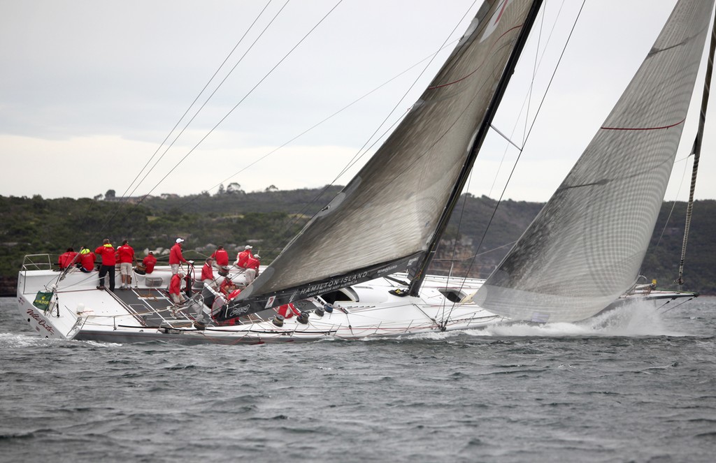 Wild Oats XI cracks sheets and powers through the Heads - Rolex Trophy Passage Series 2010 photo copyright Crosbie Lorimer http://www.crosbielorimer.com taken at  and featuring the  class