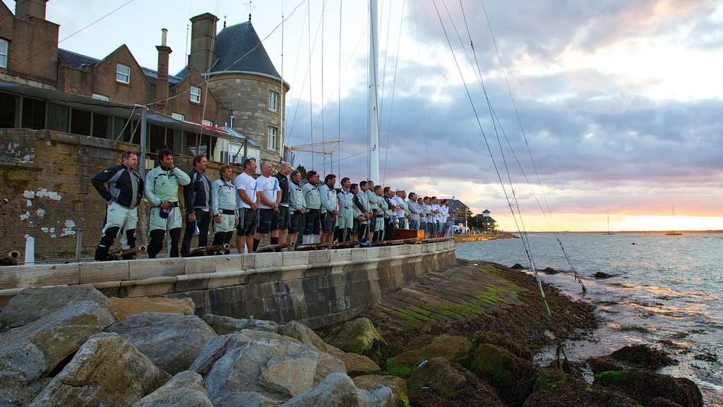 ENGLAND, Cowes, 4th August 2010. 1851 Cup Regatta. Day 2. TEAMORIGIN and BMW Oracle Racing Photocall. © Ian Roman/TEAMORIGIN www.ianroman.com