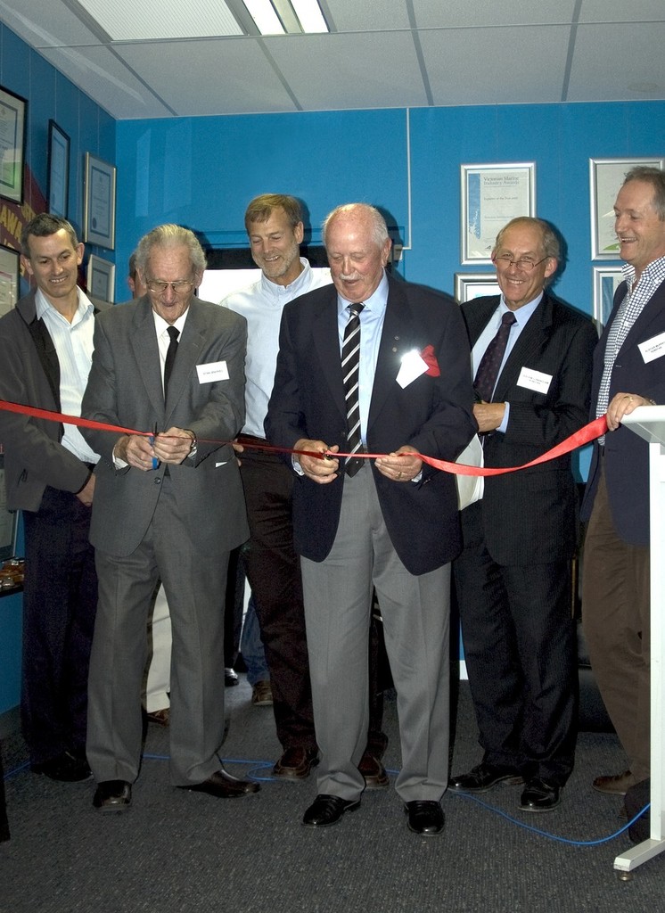 Ron & Stan cutting the ribbon on opening night. © Ronstan htttp://www.ronstan.com.au