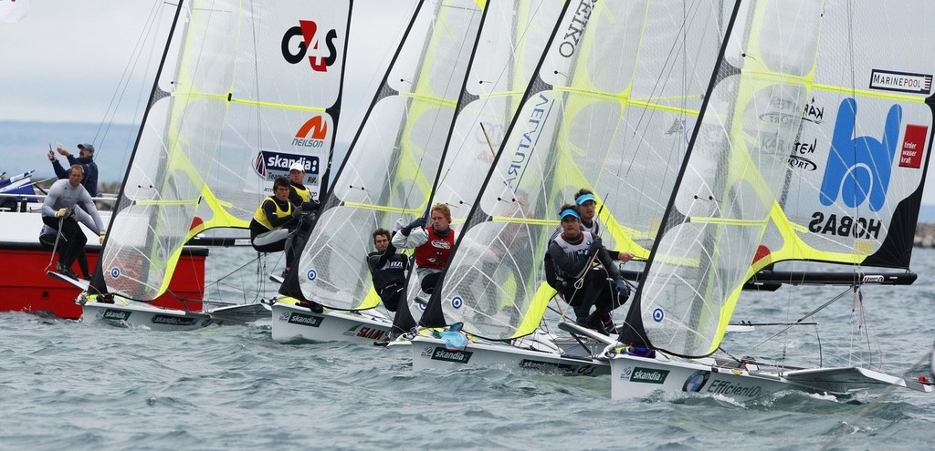 The start of the 49er class medal race on the final day of the Skandia Sail for Gold Regatta. © onEdition http://www.onEdition.com