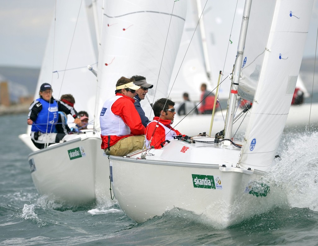 Rick Doerr and Hugh Freund (USA) in action in the Sonar class on day 4 of the Skandia Sail for Gold Regatta. © onEdition http://www.onEdition.com