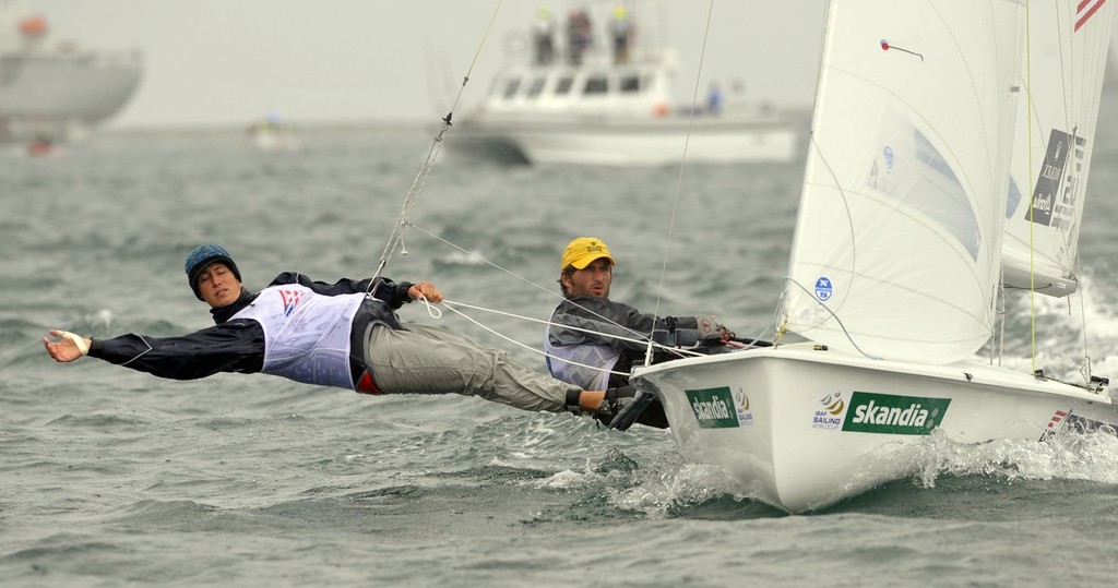 Stuart McNay and Graham Biehl (USA) in action in the 470 M class on the final day of the Skandia Sail for Gold Regatta. © onEdition http://www.onEdition.com
