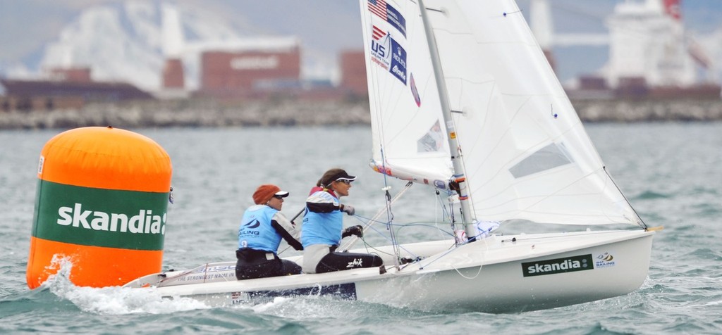Erin Maxwell and Isabelle Kinsolving (USA) in action in the 470 W class on the final day of the Skandia Sail for Gold Regatta. © onEdition http://www.onEdition.com