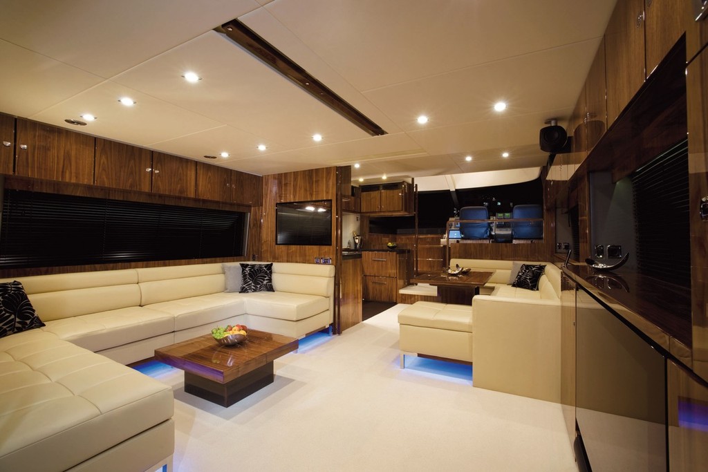 The four-cabin, four en-suite Fairline Squadron 65 flybridge motor yacht is finished to the highest standard of craftsmanship. © Saltwater PR http://www.saltwaterpr.com/