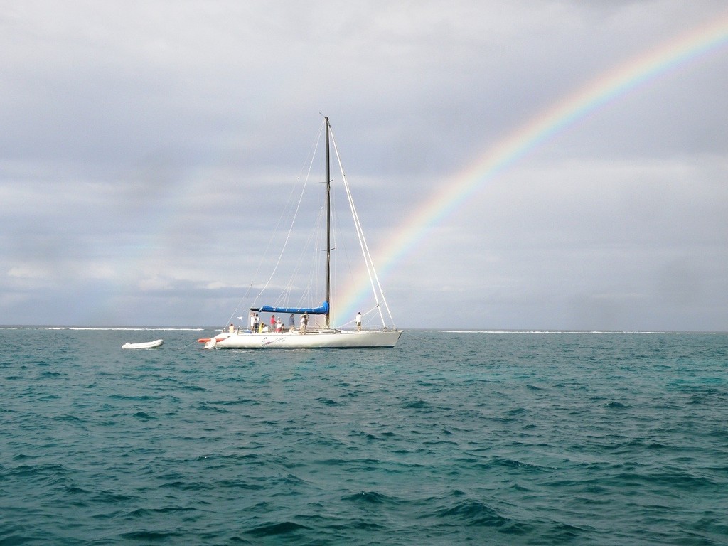 Afternoon rainbow in Teague Bay - St. Croix Yacht Club Hospice Regatta 2010 © Ellen Sanpere