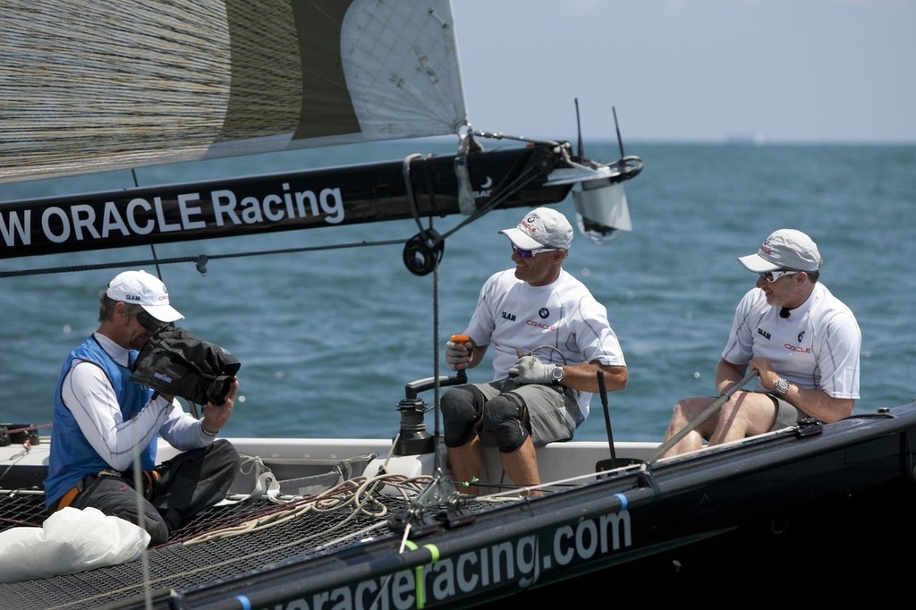 Boom camera, TV Trials Valencia, July 2010 photo copyright BMW Oracle Racing Photo Gilles Martin-Raget http://www.bmworacleracing.com taken at  and featuring the  class