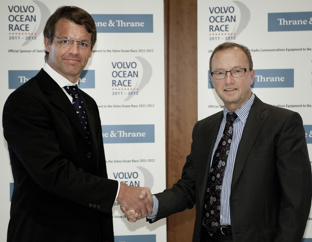 Knut Frostad, CEO, Volvo Ocean Race (L) and Walther Thygesen, CEO, Thrane & Thrane (R) photo copyright Saltwater PR http://www.saltwaterpr.com/ taken at  and featuring the  class