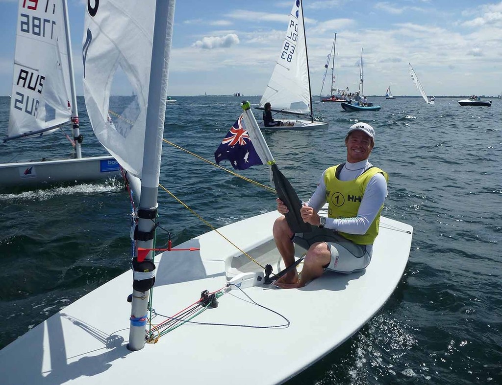 Tom Slingsby after winning the Laser class in Kiel photo copyright Australian Sailing Team http://www.australiansailingteam.com.au taken at  and featuring the  class
