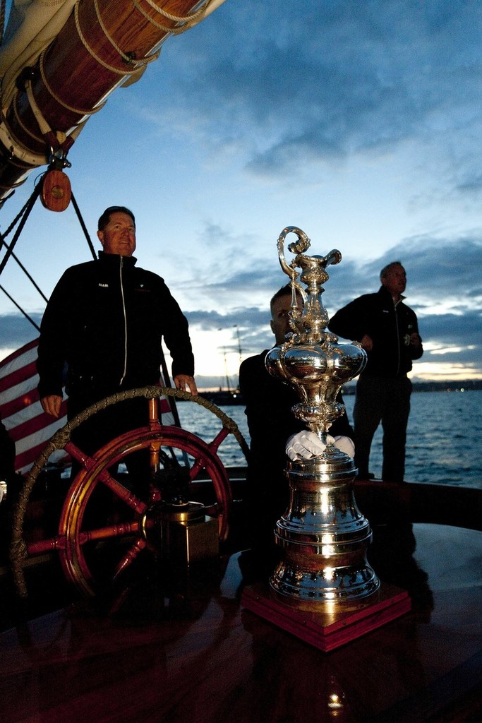 USA Victory Tour - Day 3 - Cup in San Diego -  - Onboard the schooner America replica © BMW Oracle Racing Photo Gilles Martin-Raget http://www.bmworacleracing.com