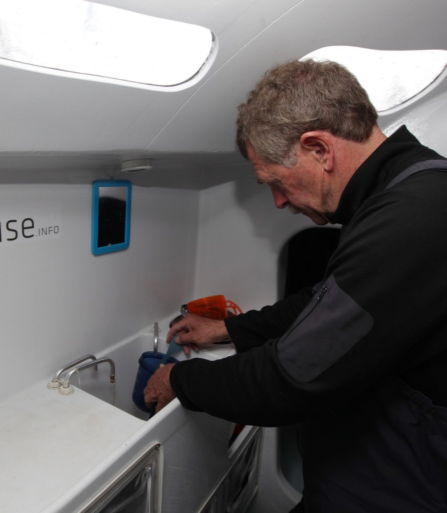 Derek in the small galley © Velux 5 Oceans 