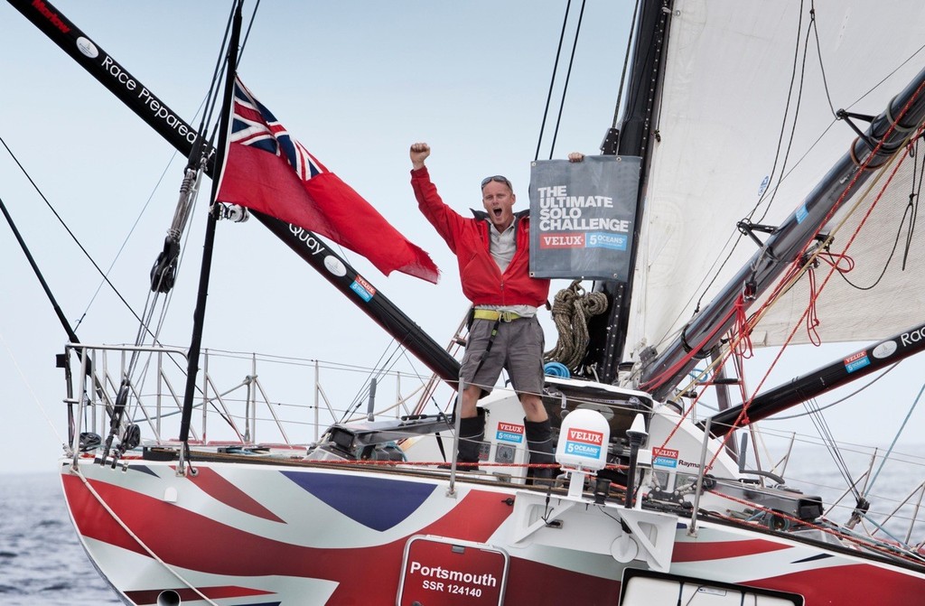 Christopher Stanmore-Major is showing his British color onboard Spartan. Photo: Ainhoa Sanchez w-w-i.com © Velux 5 Oceans 