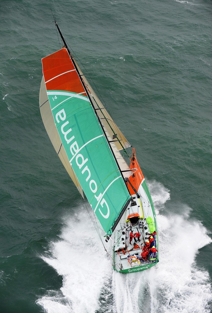 Groupama at the start of the Sevenstar Round Britain and Ireland Race. © Rick Tomlinson Groupama http://www.rick-tomlinson.com/
