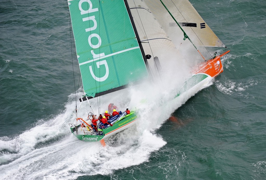 Groupama at the start of the Sevenstar Round Britain and Ireland Race. © Rick Tomlinson Groupama http://www.rick-tomlinson.com/