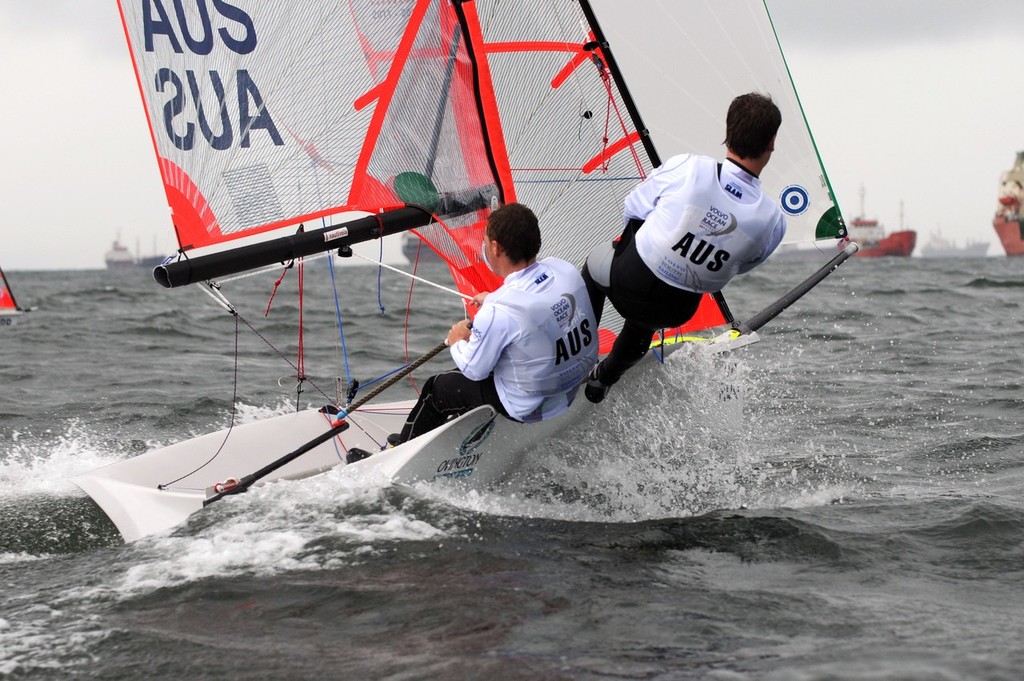 Byron White and Thomas Koerner from Australia competing in the 29er class on the training day of the Volvo Youth Sailing ISAF World Championships 2010, in Istanbul, Turkey ©  David Kneale/Volvo Ocean Race http://www.volvooceanrace.com/