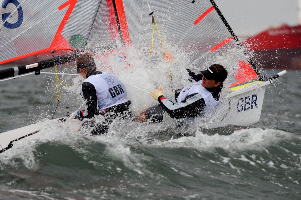 Henry Lloyd Williams and Samuel Batten from Great Britain competing in the 29er class on day 1 of the Volvo Youth Sailing ISAF World Championships 2010, in Istanbul, Turkey ©  David Kneale/Volvo Ocean Race http://www.volvooceanrace.com/
