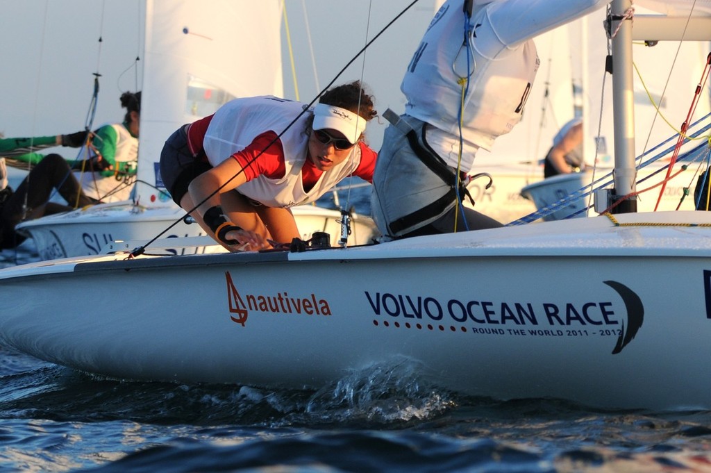 Ida Marie Baad Nielsen from Denmark helming in the 420 Girls class on day 2 of the Volvo Youth Sailing ISAF World Championships 2010, in Istanbul, Turkey ©  David Kneale/Volvo Ocean Race http://www.volvooceanrace.com/
