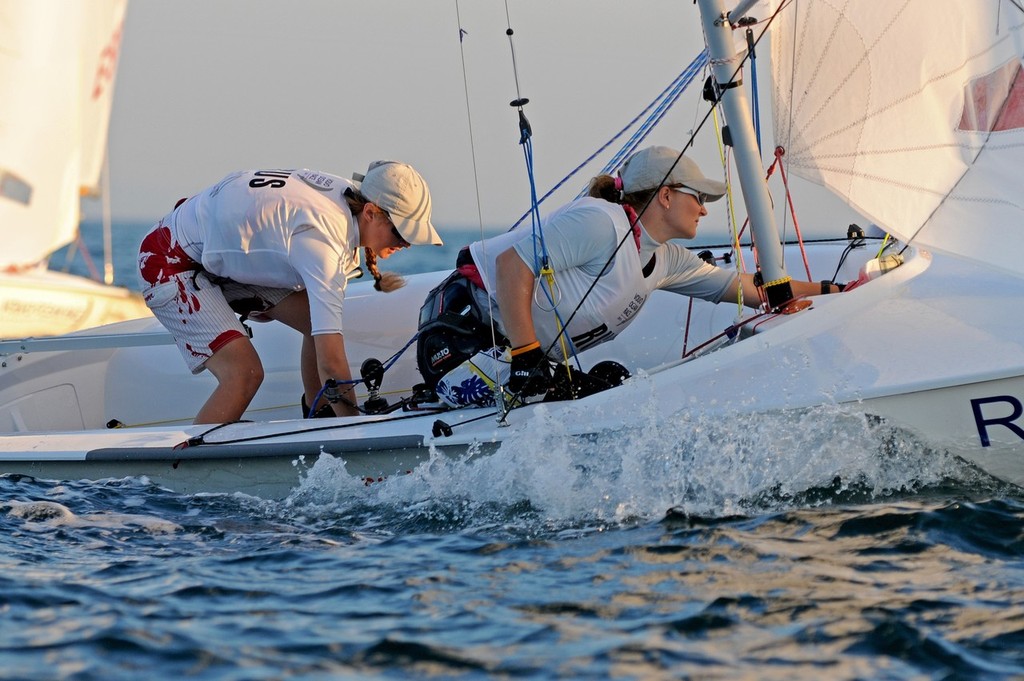 Aleksandra Bezmenova and Valeria Brester from Russia competing in the 420 Girls class on day 2 of the Volvo Youth Sailing ISAF World Championships 2010, in Istanbul, Turkey ©  David Kneale/Volvo Ocean Race http://www.volvooceanrace.com/