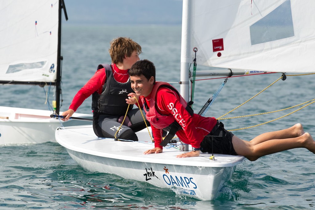 Fun on the water while waiting for the wind - 2010 OAMPS Victorian Youth & Junior Regatta © Steb Fisher Photo www.steb.com.au