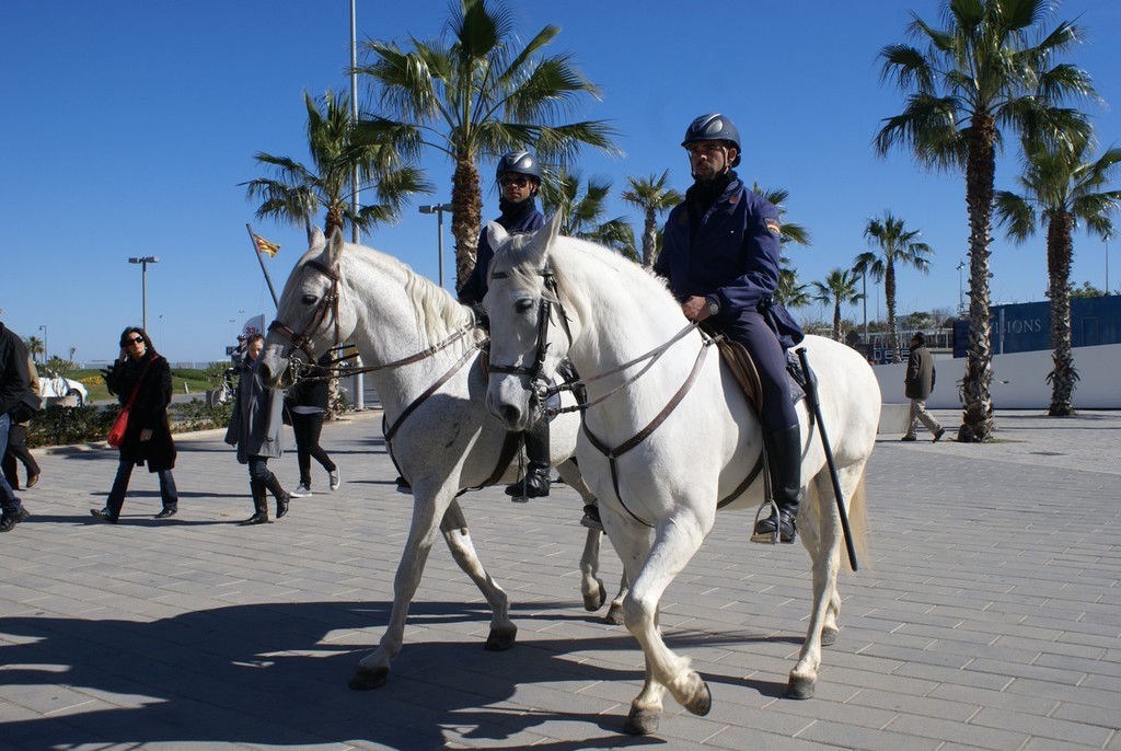 Mounted police on fine horses - Valencia 2010 photo copyright Richard Gladwell www.photosport.co.nz taken at  and featuring the  class