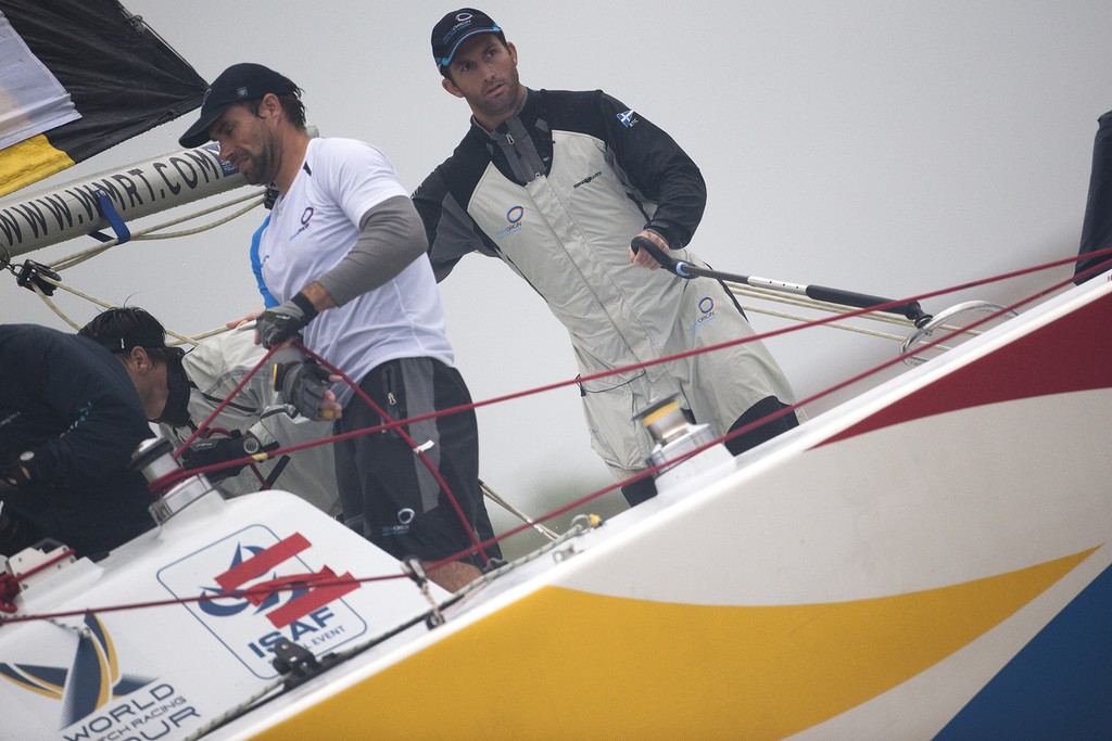 Iain Percy (l) and Ben Ainslie during the quarter finals of the Monsoon Cup 2010.  &copy; Subzero Images /AWMRT http://wmrt.com