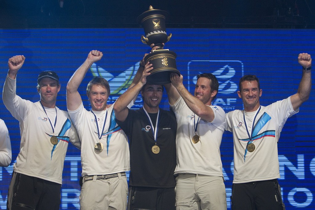 Ben Ainslie and his Team Origin crew celebrate winning the World Match Racing Tour at the Monsoon Cup 2010. World Match Racing Tour, Kuala Terengganu, Malaysia. 5 December 2010. Photo: Subzero Images/WMRT © Subzero Images /AWMRT http://wmrt.com