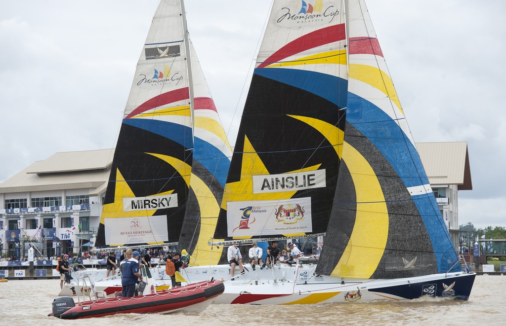 Ben AInslie vs Torvar Mirsky. Finals day at Monsoon Cup 2010. World Match Racing Tour, Kuala Terengganu, Malaysia. © Subzero Images /AWMRT http://wmrt.com