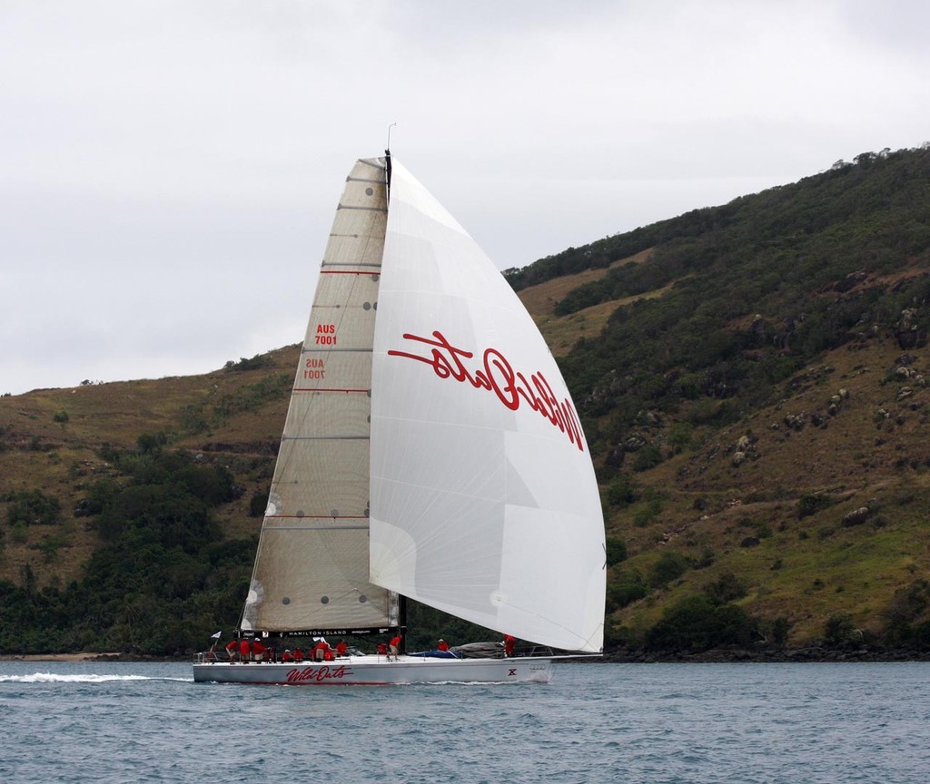 Wild Oats X on the Dent Island shoreline - Audi Hamilton Island Race Week day 1 photo copyright Sail-World.com /AUS http://www.sail-world.com taken at  and featuring the  class