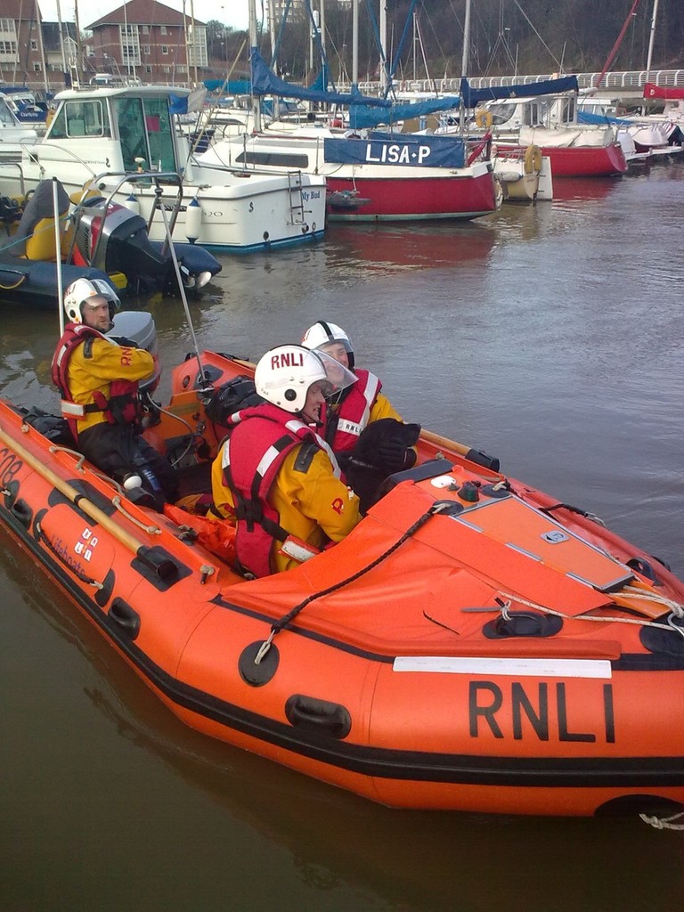 George & Crew (right) Paul Nicholson (Senior Helmsman), (centre) George, (left), Jon Pollock (Crew). © RNLI Sunderland